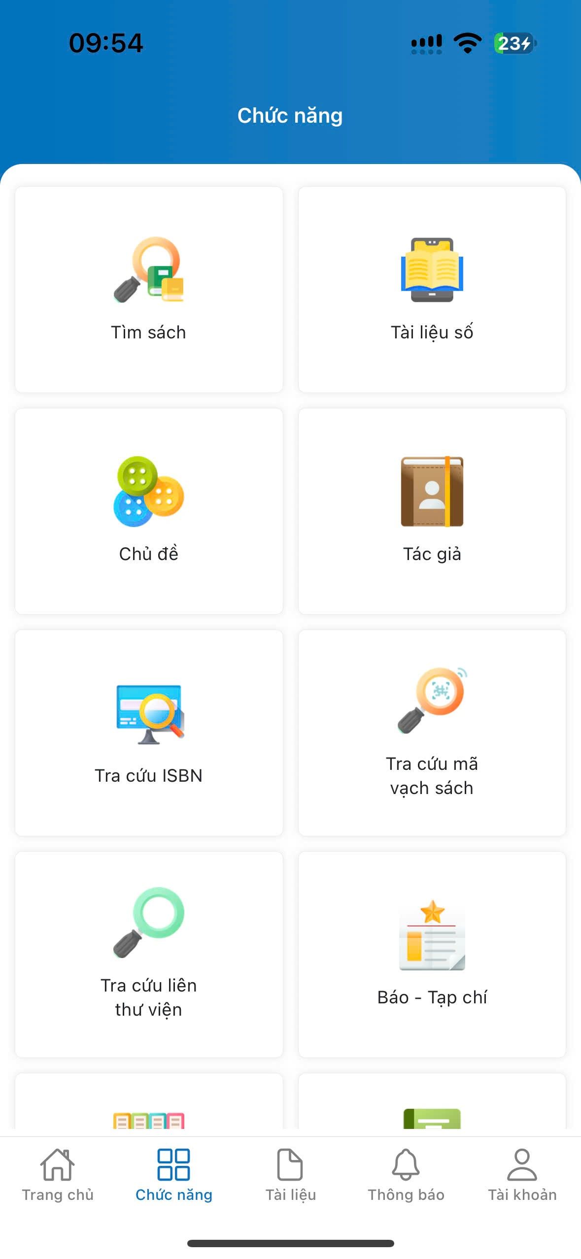 Hai chức năng Tìm sách và Tài liệu số trên App UFM Library