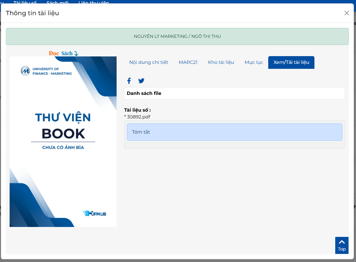 Tên file PDF xuất hiện trong tab Xem Tải tài liệu